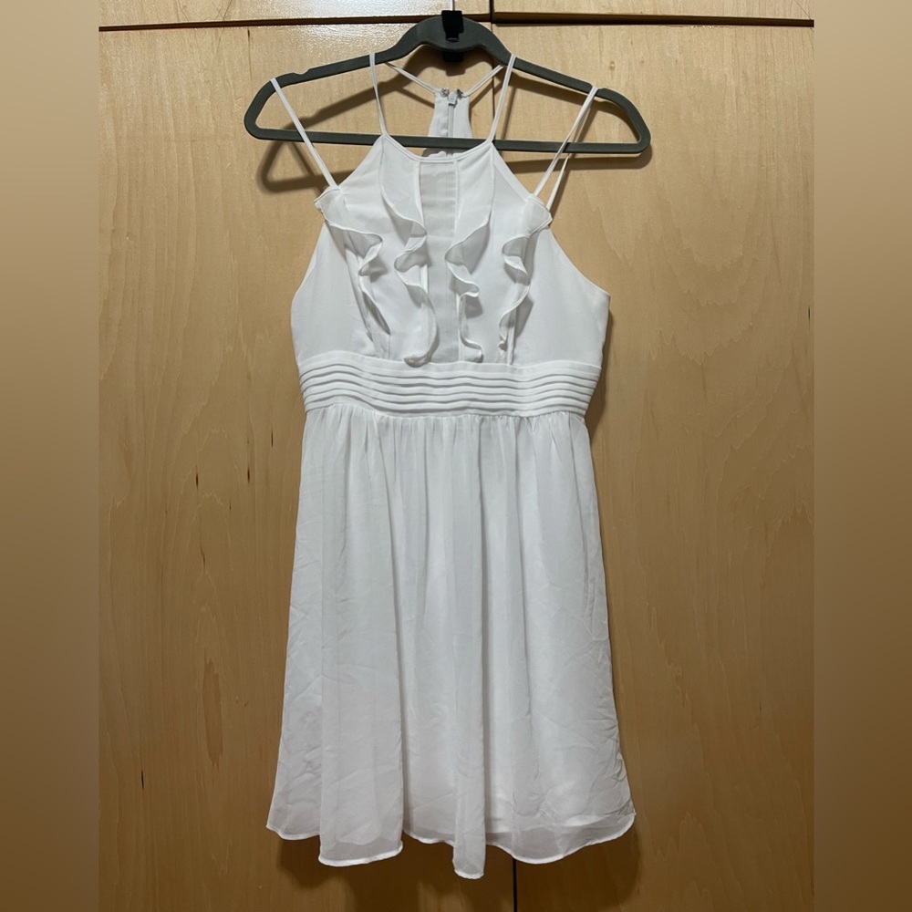 BCBG white chiffon dress